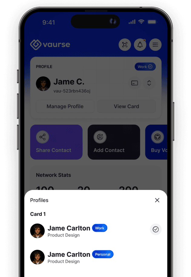 Switch between profiles and cards